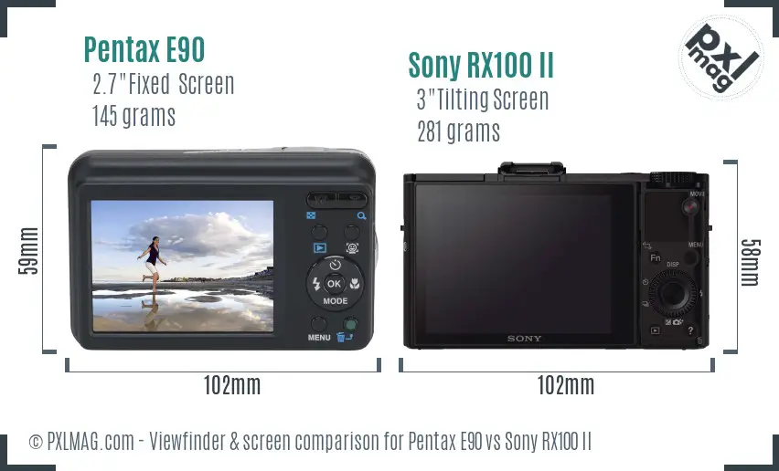 Pentax E90 vs Sony RX100 II Screen and Viewfinder comparison Pentax E90 vs Sony RX100 II Screen and Viewfinder comparison