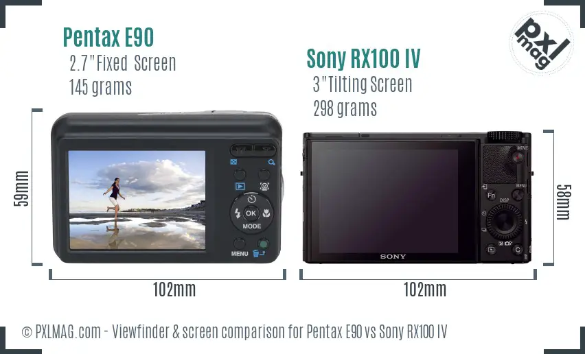 Pentax E90 vs Sony RX100 IV Screen and Viewfinder comparison Pentax E90 vs Sony RX100 IV Screen and Viewfinder comparison