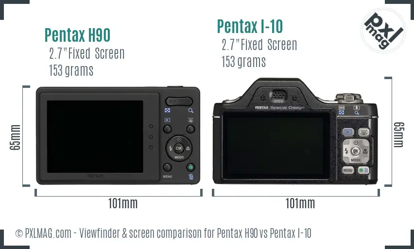 Pentax H90 vs Pentax I-10 Screen and Viewfinder comparison