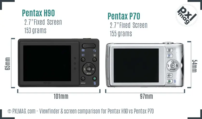 Pentax H90 vs Pentax P70 Screen and Viewfinder comparison