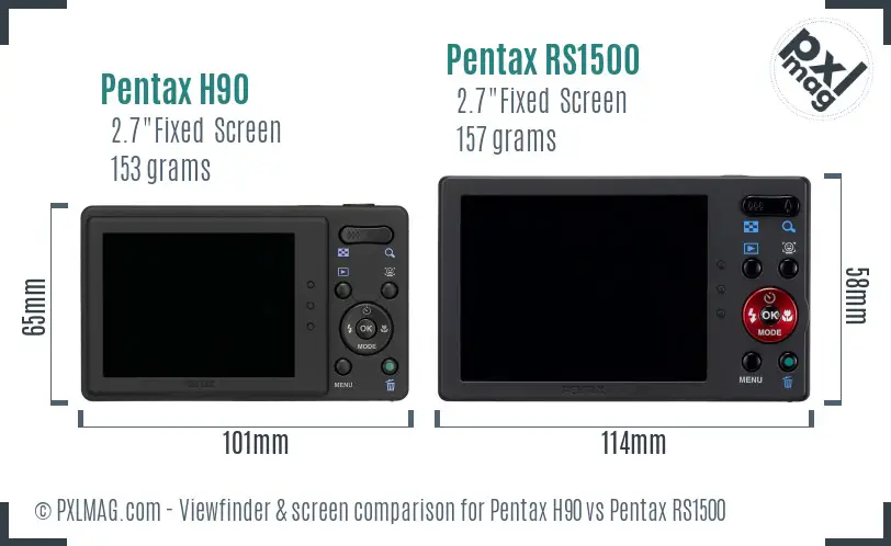 Pentax H90 vs Pentax RS1500 Screen and Viewfinder comparison
