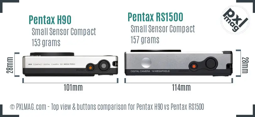 Pentax H90 vs Pentax RS1500 top view buttons comparison