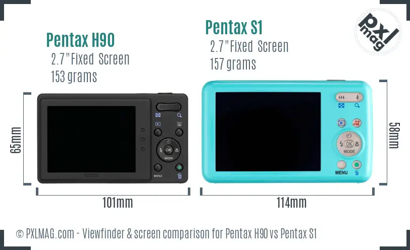 Pentax H90 vs Pentax S1 Screen and Viewfinder comparison