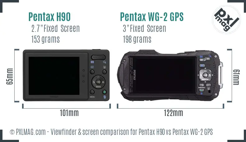 Pentax H90 vs Pentax WG-2 GPS Screen and Viewfinder comparison