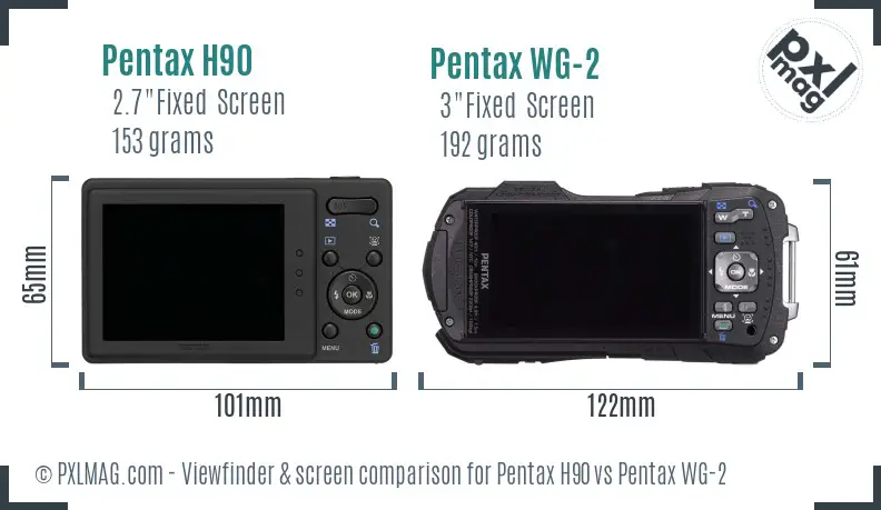 Pentax H90 vs Pentax WG-2 Screen and Viewfinder comparison
