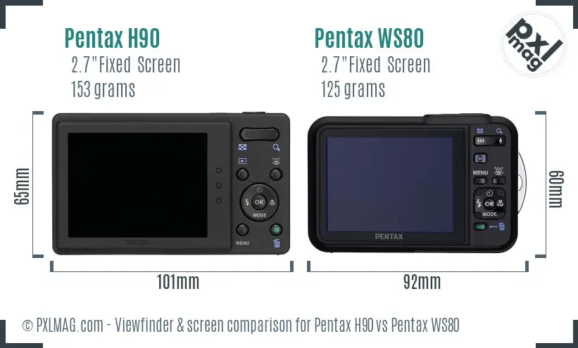 Pentax H90 vs Pentax WS80 Screen and Viewfinder comparison