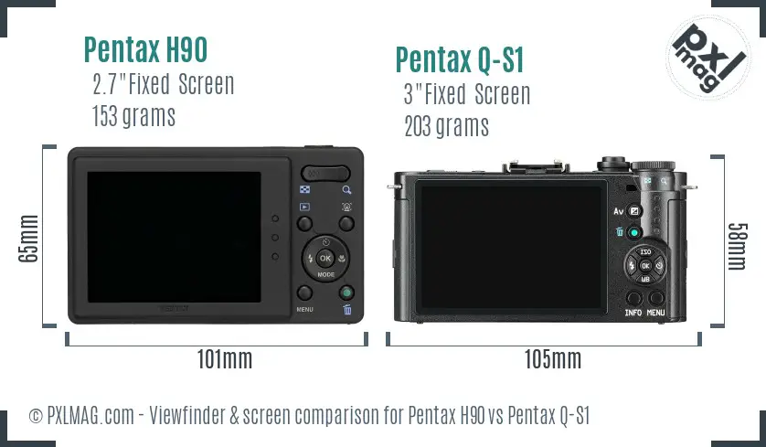 Pentax H90 vs Pentax Q-S1 Screen and Viewfinder comparison