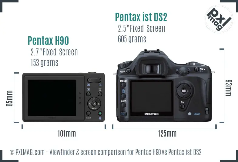 Pentax H90 vs Pentax ist DS2 Screen and Viewfinder comparison