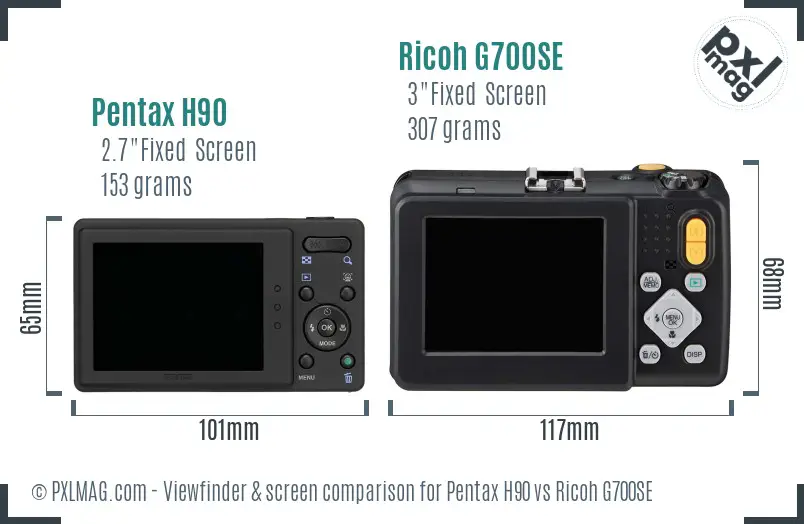 Pentax H90 vs Ricoh G700SE Screen and Viewfinder comparison