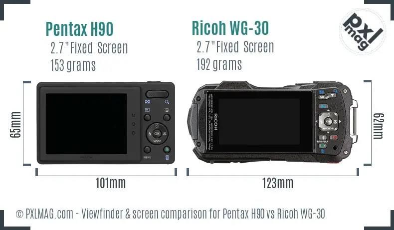 Pentax H90 vs Ricoh WG-30 Screen and Viewfinder comparison