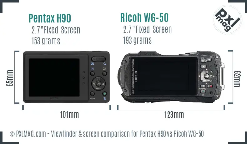 Pentax H90 vs Ricoh WG-50 Screen and Viewfinder comparison