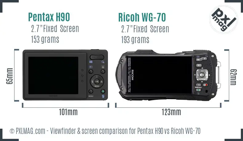 Pentax H90 vs Ricoh WG-70 Screen and Viewfinder comparison