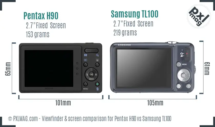 Pentax H90 vs Samsung TL100 Screen and Viewfinder comparison