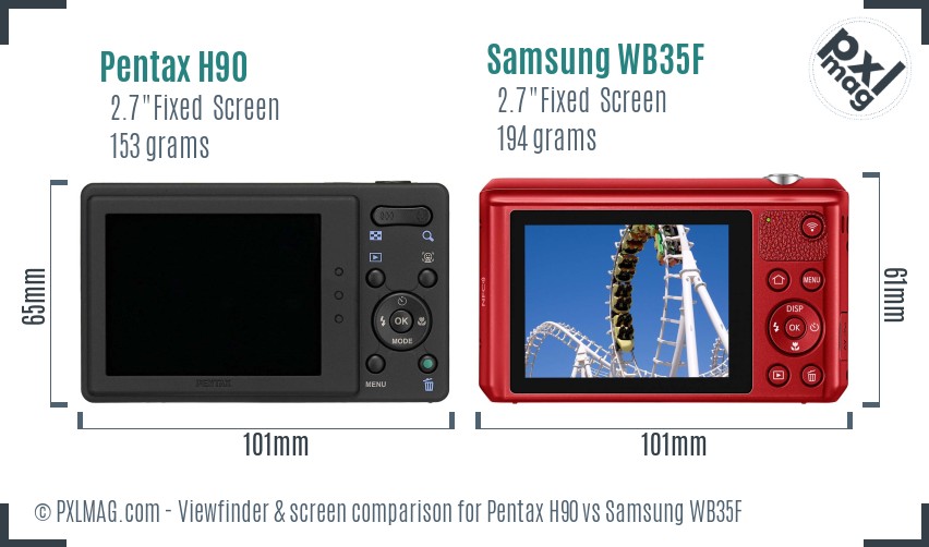 Pentax H90 vs Samsung WB35F Screen and Viewfinder comparison