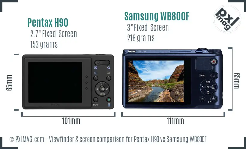 Pentax H90 vs Samsung WB800F Screen and Viewfinder comparison