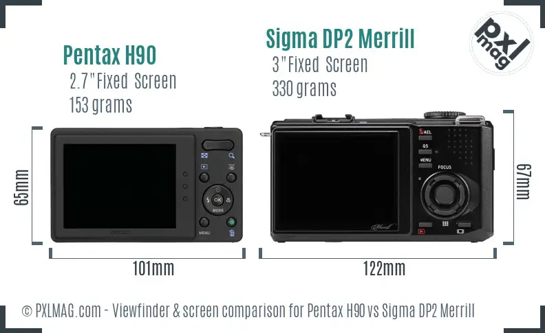 Pentax H90 vs Sigma DP2 Merrill Screen and Viewfinder comparison