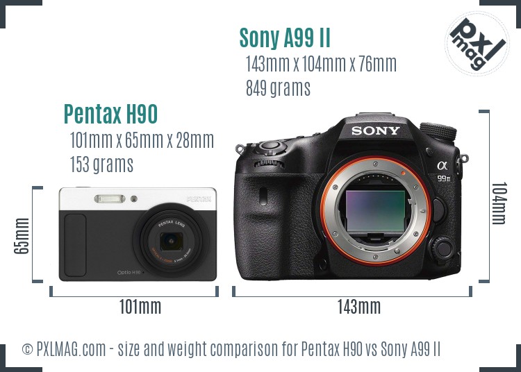 Pentax H90 vs Sony A99 II size comparison Pentax H90 vs Sony A99 II size comparison