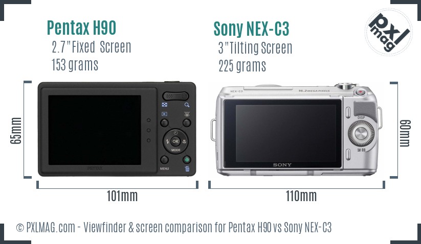 Pentax H90 vs Sony NEX-C3 Screen and Viewfinder comparison