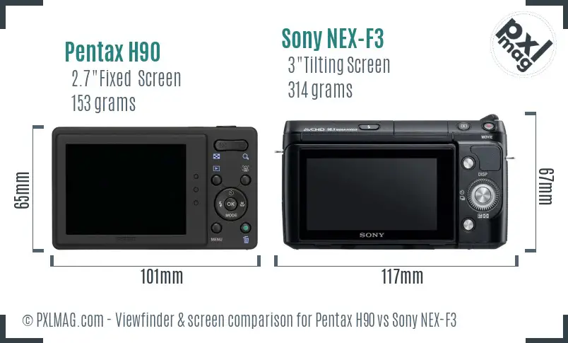 Pentax H90 vs Sony NEX-F3 Screen and Viewfinder comparison