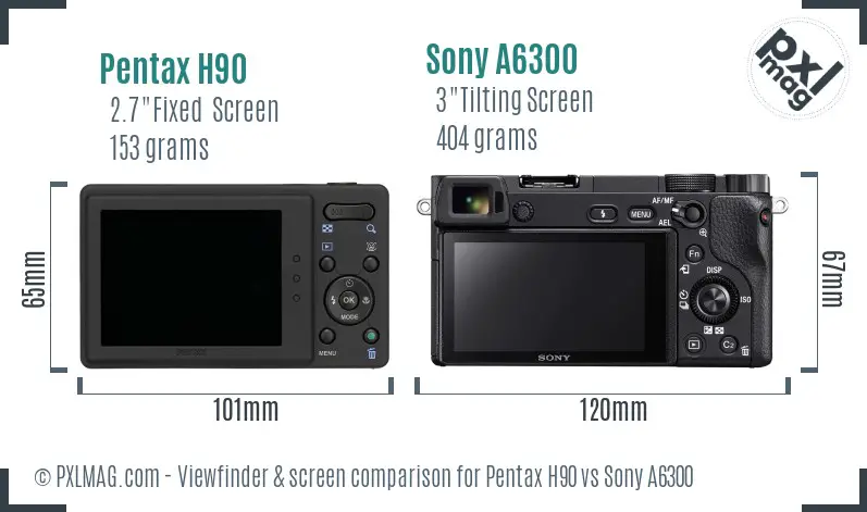 Pentax H90 vs Sony A6300 Screen and Viewfinder comparison
