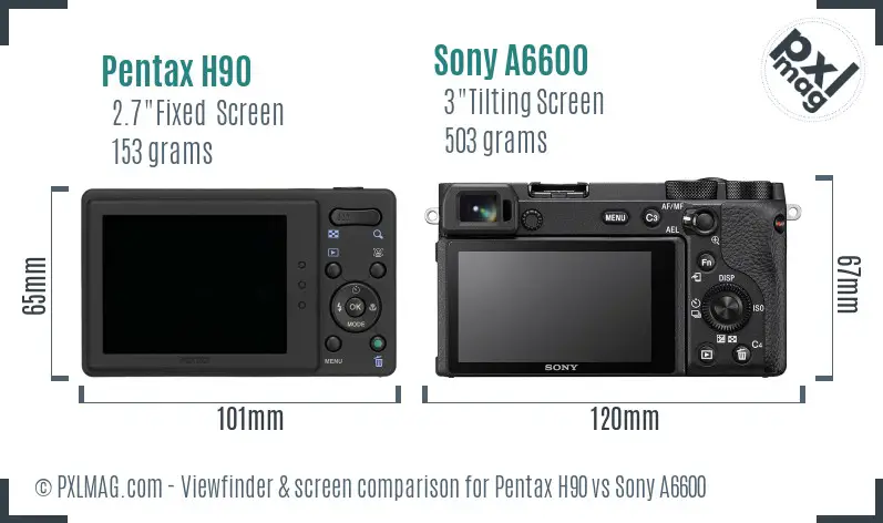 Pentax H90 vs Sony A6600 Screen and Viewfinder comparison