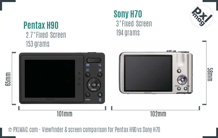 Pentax H90 vs Sony H70 Screen and Viewfinder comparison Pentax H90 vs Sony H70 Screen and Viewfinder comparison