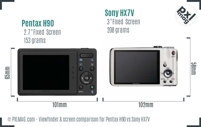 Pentax H90 vs Sony HX7V Screen and Viewfinder comparison Pentax H90 vs Sony HX7V Screen and Viewfinder comparison