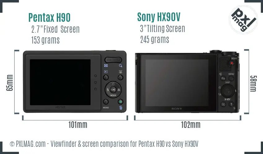 Pentax H90 vs Sony HX90V Screen and Viewfinder comparison Pentax H90 vs Sony HX90V Screen and Viewfinder comparison