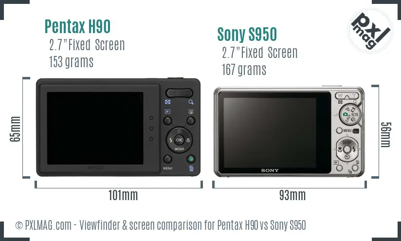 Pentax H90 vs Sony S950 Screen and Viewfinder comparison