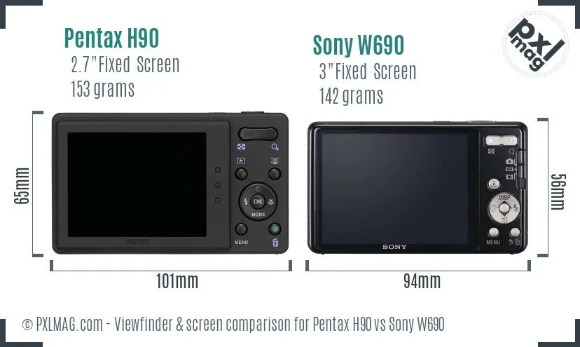 Pentax H90 vs Sony W690 Screen and Viewfinder comparison