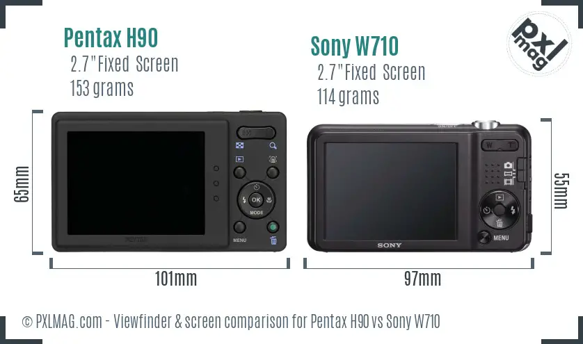 Pentax H90 vs Sony W710 Screen and Viewfinder comparison