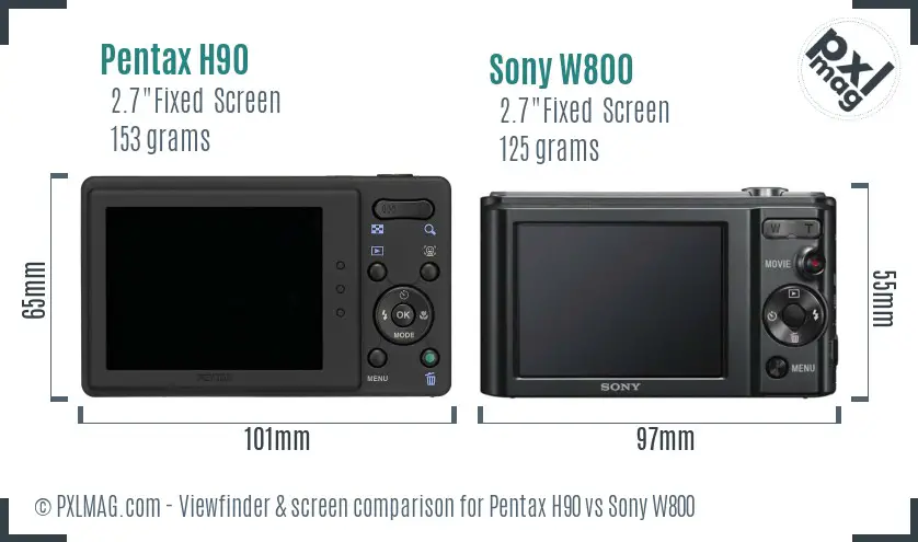 Pentax H90 vs Sony W800 Screen and Viewfinder comparison