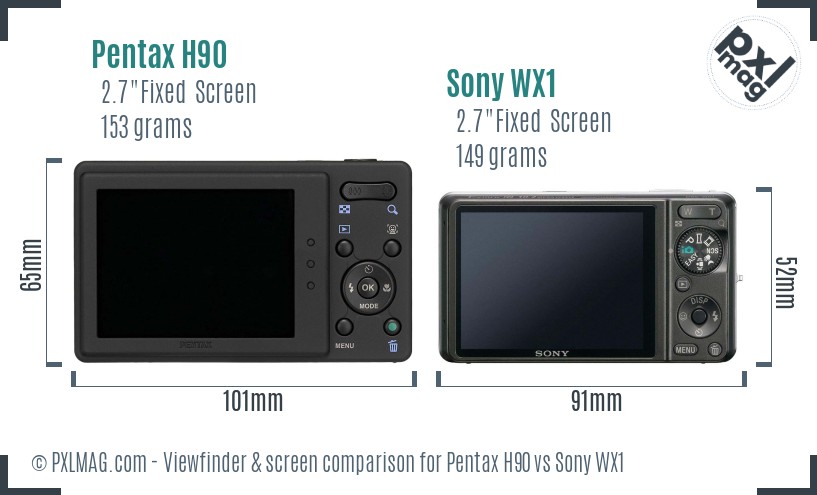 Pentax H90 vs Sony WX1 Screen and Viewfinder comparison