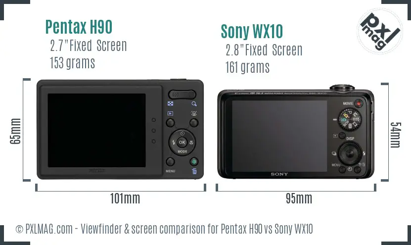 Pentax H90 vs Sony WX10 Screen and Viewfinder comparison
