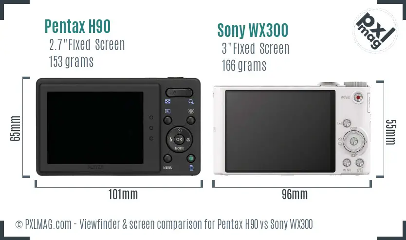 Pentax H90 vs Sony WX300 Screen and Viewfinder comparison