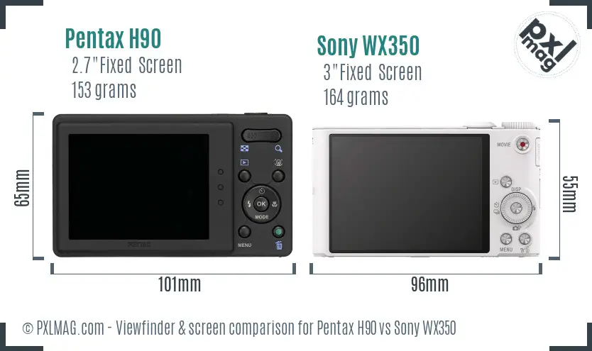 Pentax H90 vs Sony WX350 Screen and Viewfinder comparison