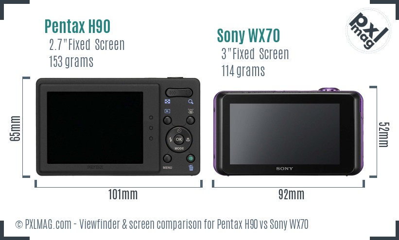 Pentax H90 vs Sony WX70 Screen and Viewfinder comparison