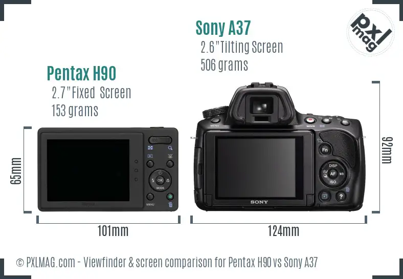 Pentax H90 vs Sony A37 Screen and Viewfinder comparison
