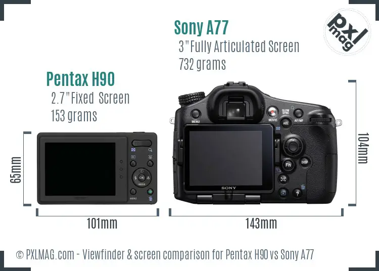 Pentax H90 vs Sony A77 Screen and Viewfinder comparison Pentax H90 vs Sony A77 Screen and Viewfinder comparison