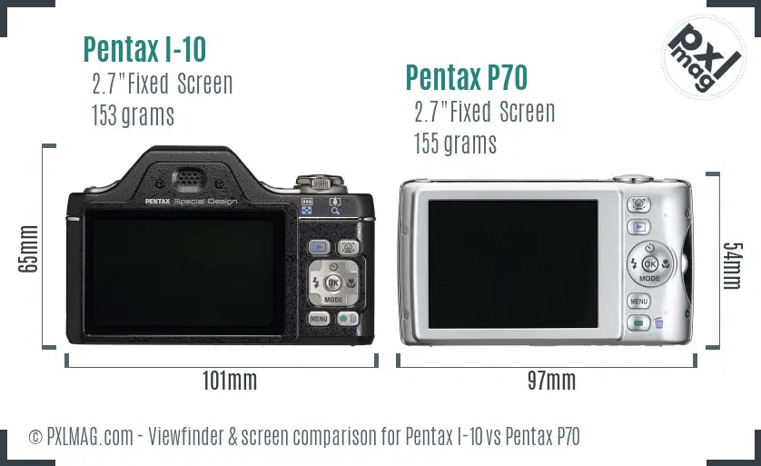 Pentax I-10 vs Pentax P70 Screen and Viewfinder comparison