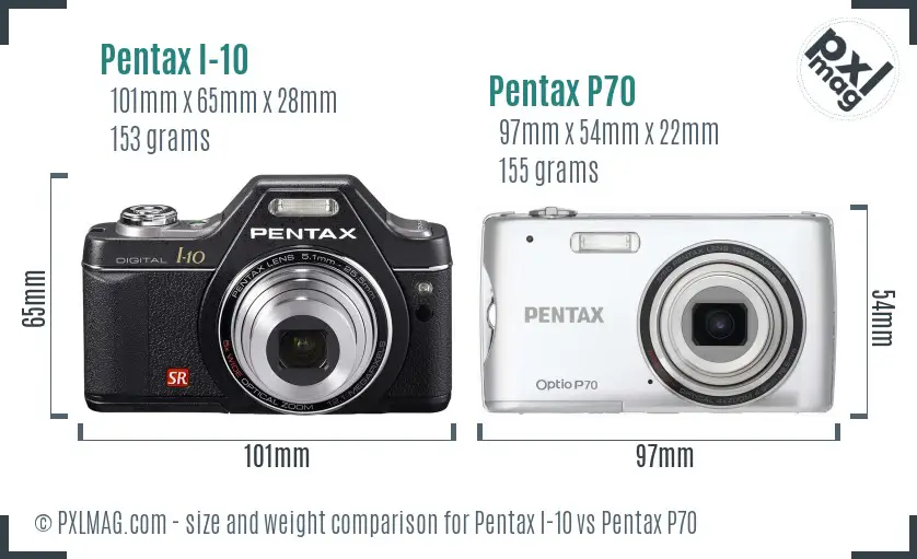 Pentax I-10 vs Pentax P70 size comparison