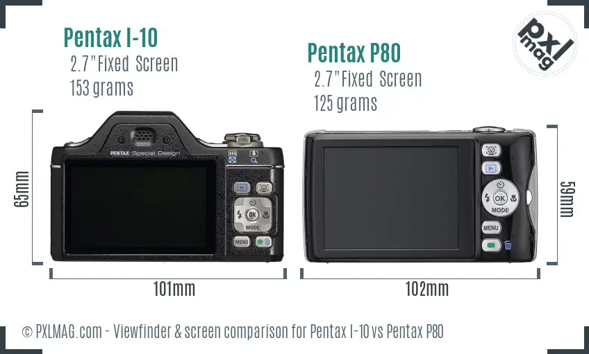 Pentax I-10 vs Pentax P80 Screen and Viewfinder comparison