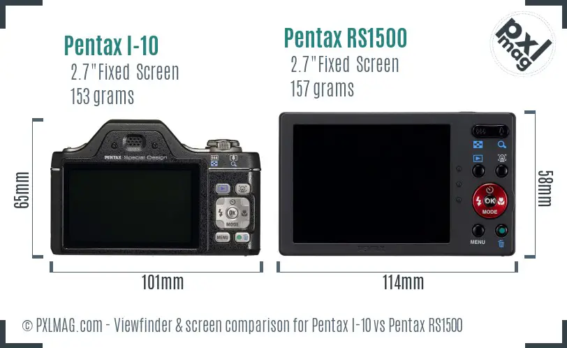 Pentax I-10 vs Pentax RS1500 Screen and Viewfinder comparison