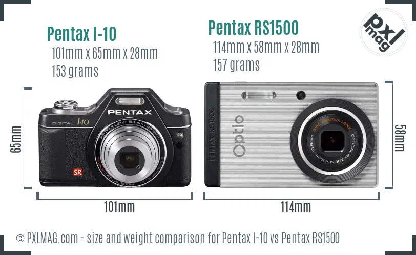 Pentax I-10 vs Pentax RS1500 size comparison