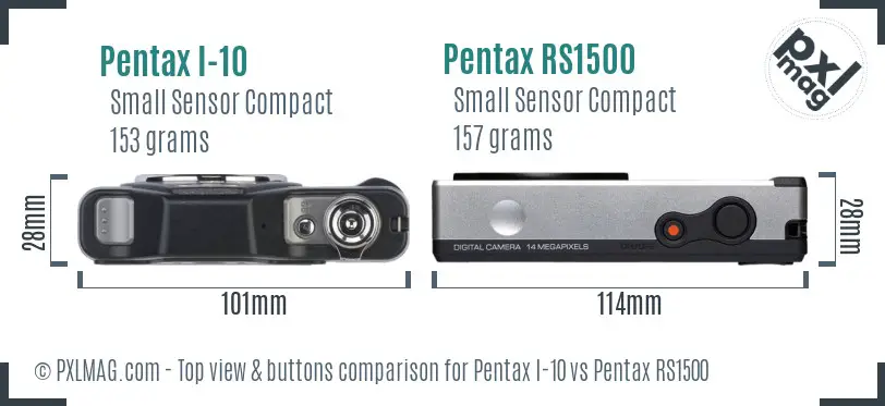 Pentax I-10 vs Pentax RS1500 top view buttons comparison