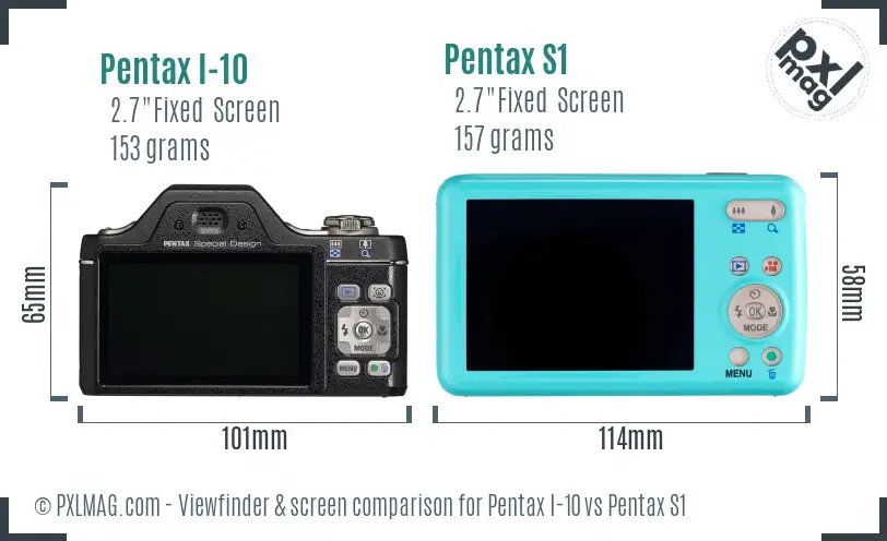 Pentax I-10 vs Pentax S1 Screen and Viewfinder comparison