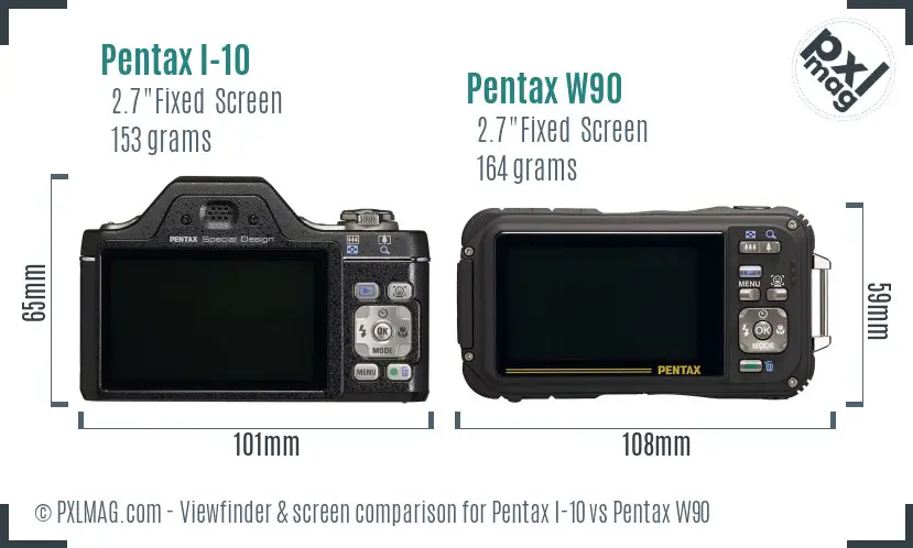 Pentax I-10 vs Pentax W90 Screen and Viewfinder comparison