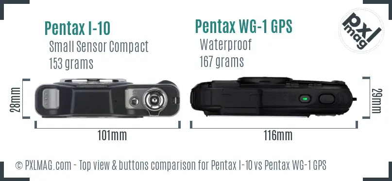 Pentax I-10 vs Pentax WG-1 GPS top view buttons comparison