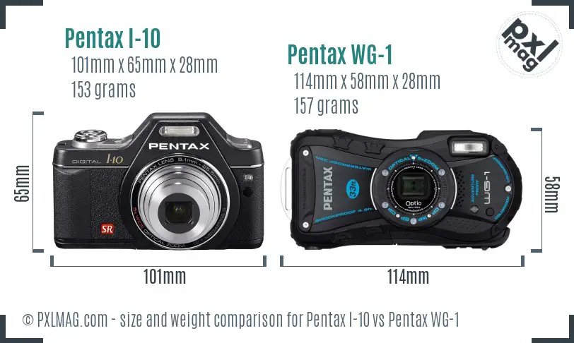 Pentax I-10 vs Pentax WG-1 size comparison