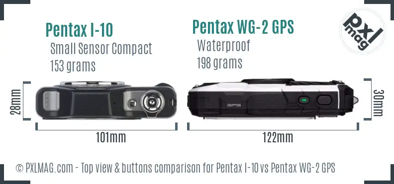 Pentax I-10 vs Pentax WG-2 GPS top view buttons comparison